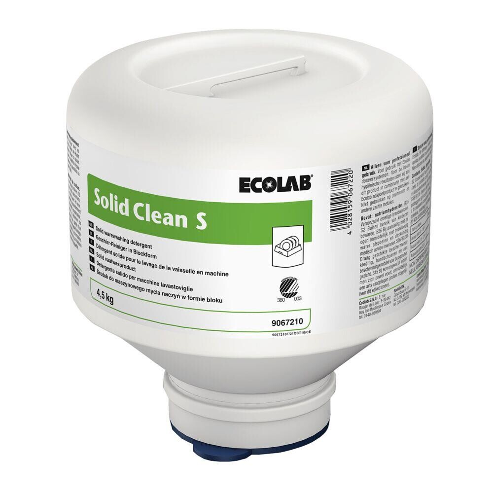 Maskinopvask - Ecolab Solid Clean S - Til blødt vand, uden klor, farve og parfume - 4,5 kg - 4 stk