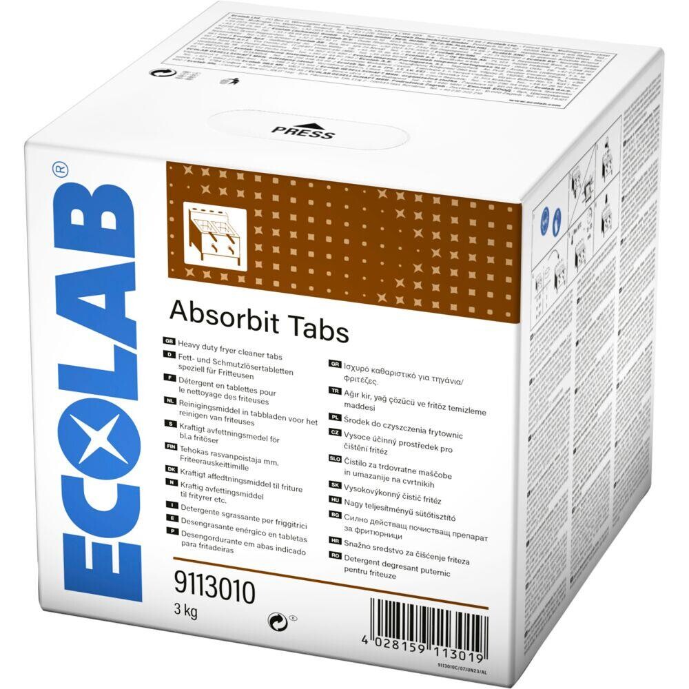 Maskinrens, Ecolab Absorbit, Tabs til køkkenmaskine, uden farve og parfume - 60 stk