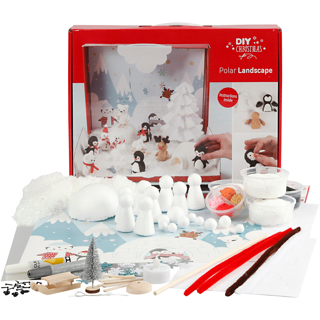 Krea kasse Christmas DIY materialesæt til polarlandskab - 1 sæt