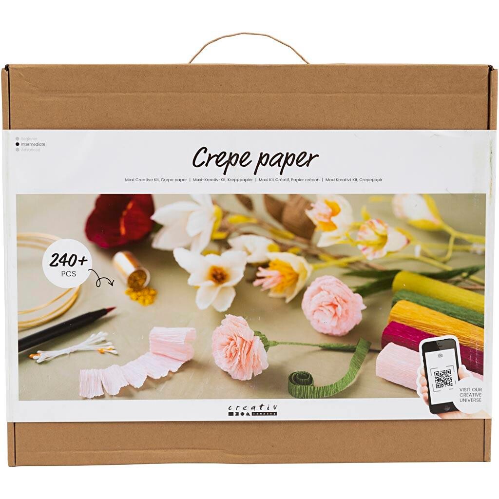 Kreakasse DIY Kit Crepepapir Blomster Stræk crepe: 180% 105 g