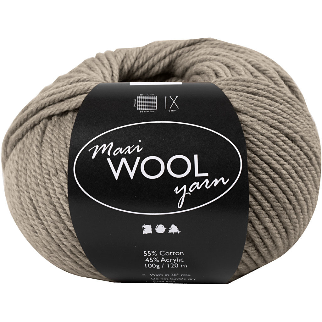 Uld garn Maxi Wool længde 125 meter grå | 100 gram