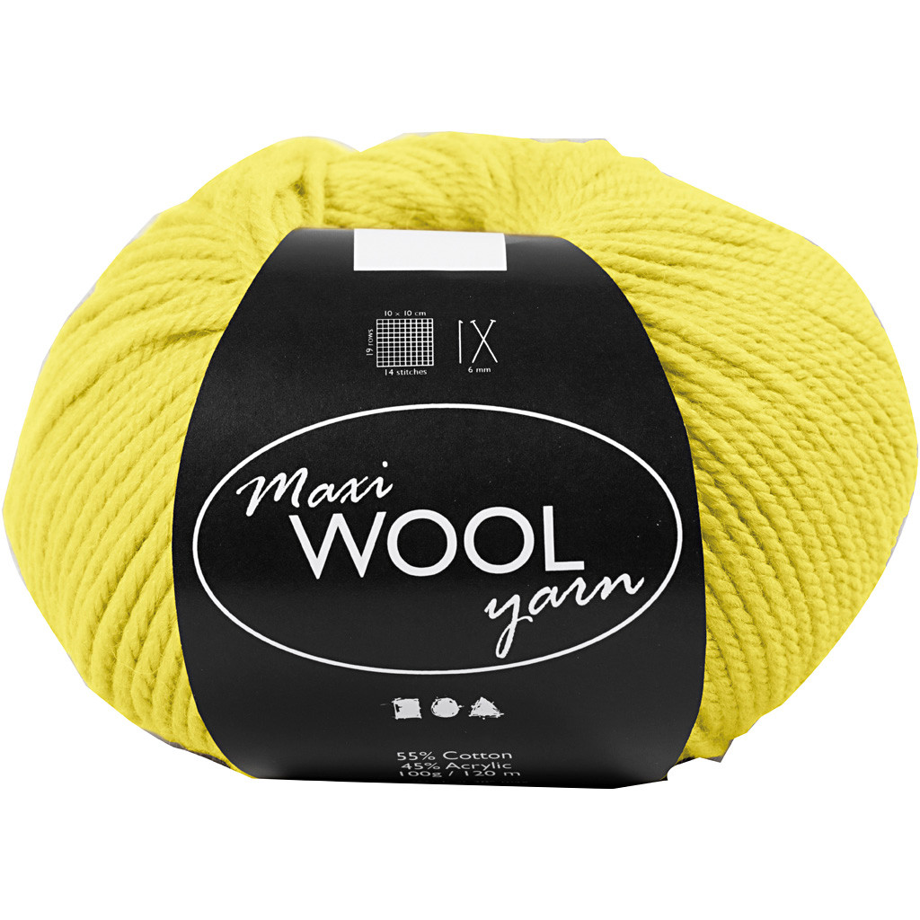 Uldgarn Maxi Wool længde 125 meter gul - 100 gram