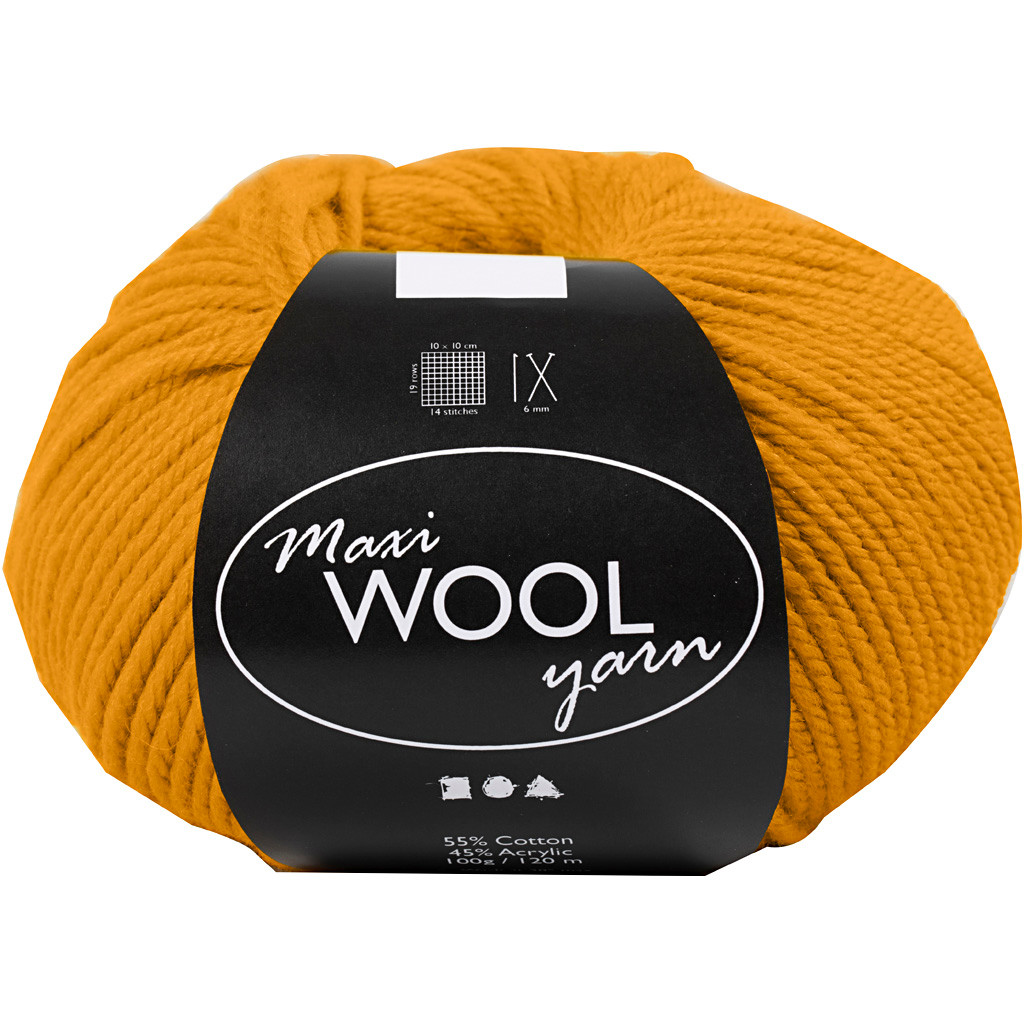 Uldgarn Maxi Wool længde 125 meter mørk gul - 100 gram