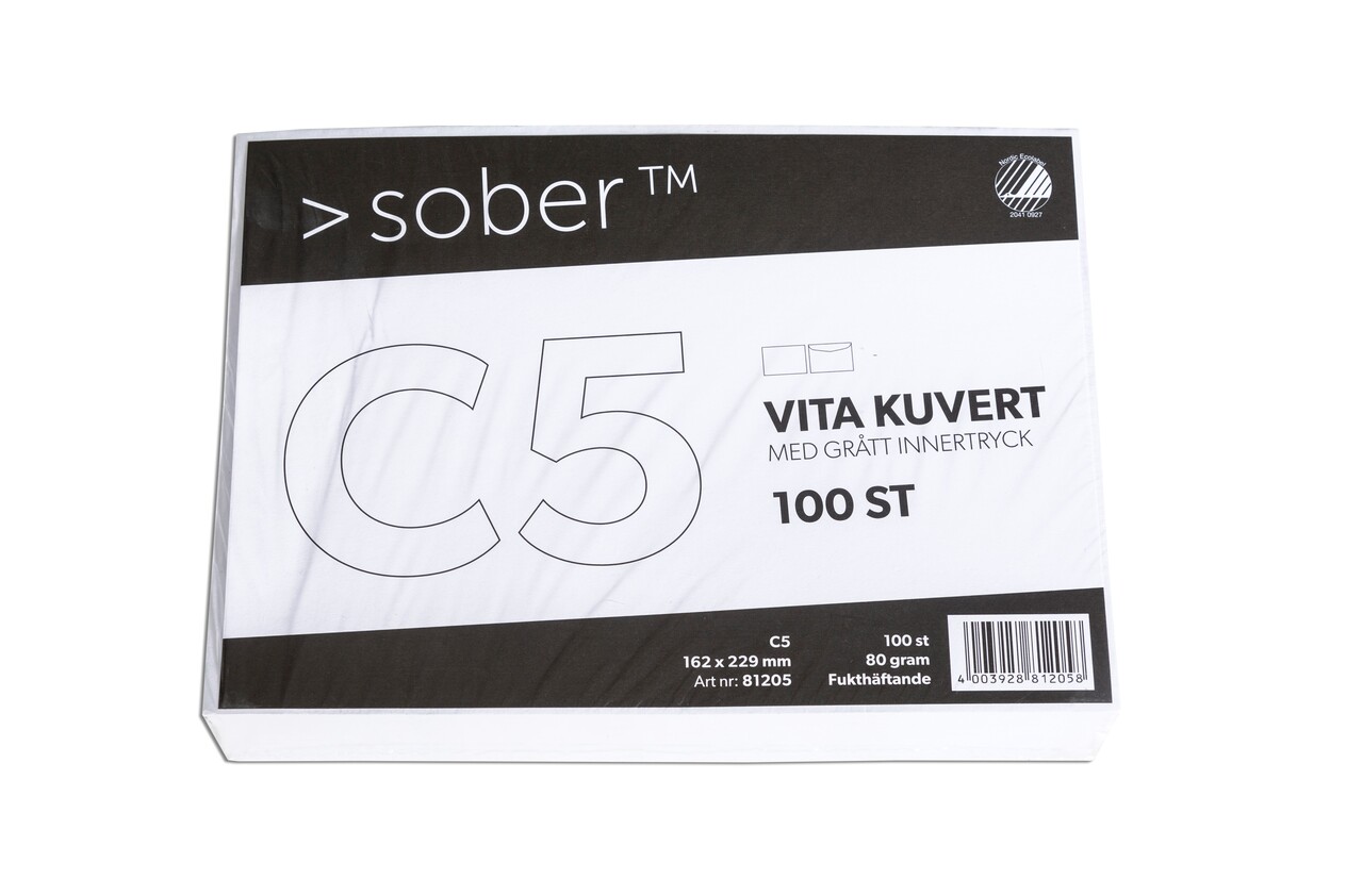 5 stk. Kuvert - Mayer Mailman C5 Hvid 90 g - 100 stk