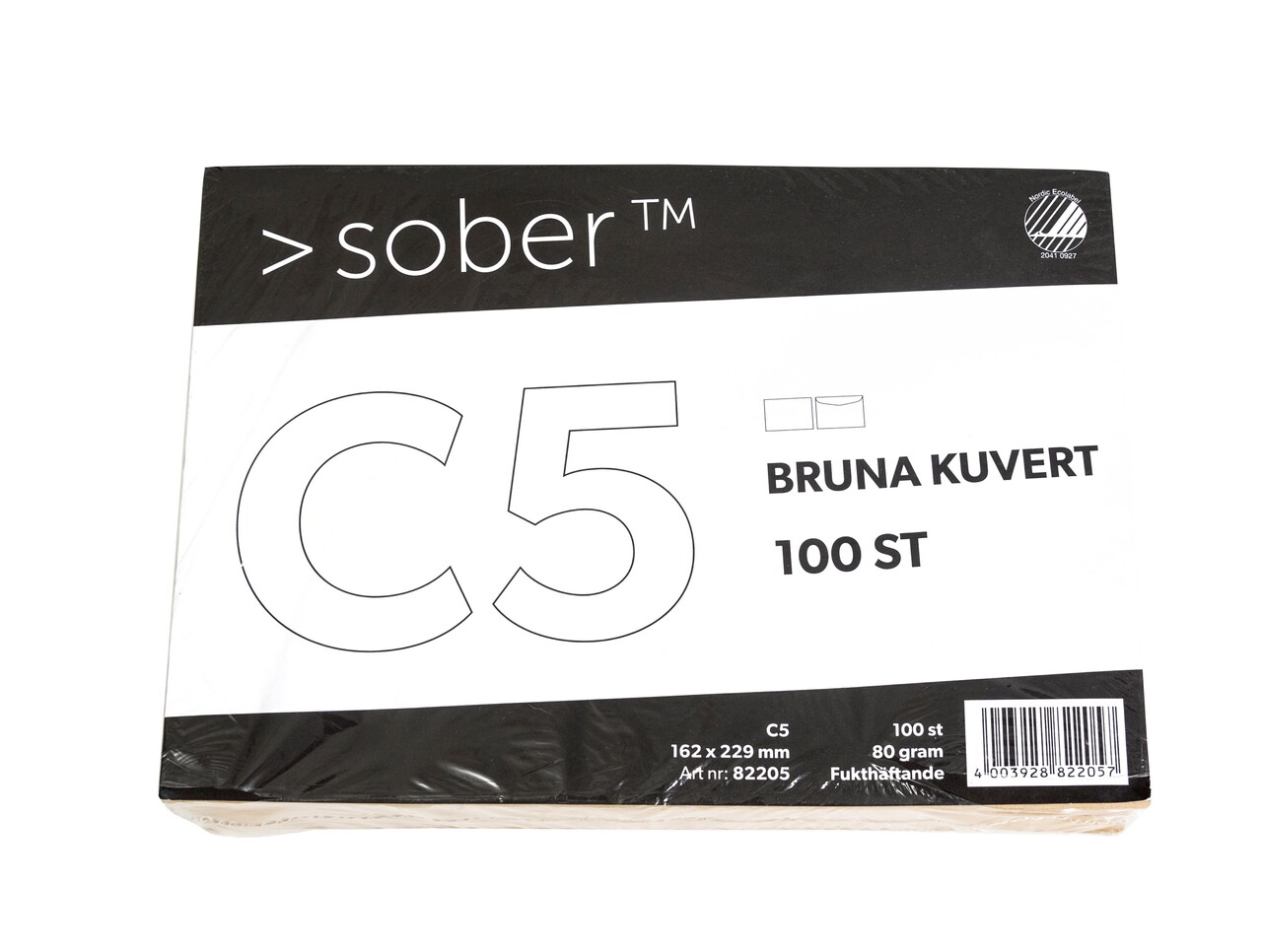 5 stk. Kuvert - Mayer C5 MG - Fugtklæbende - Brun - 100 stk
