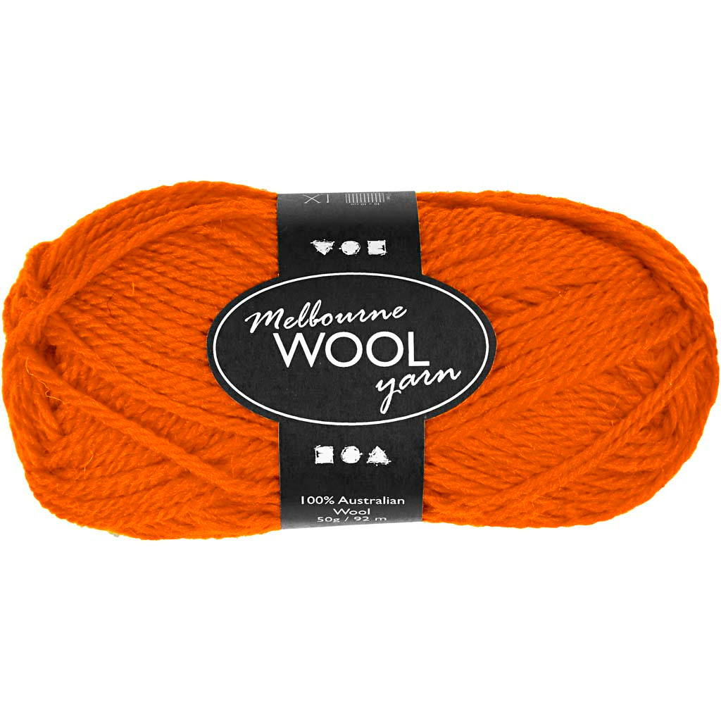 Uldgarn Melbourne længde: 92 meter orange - 50 gram