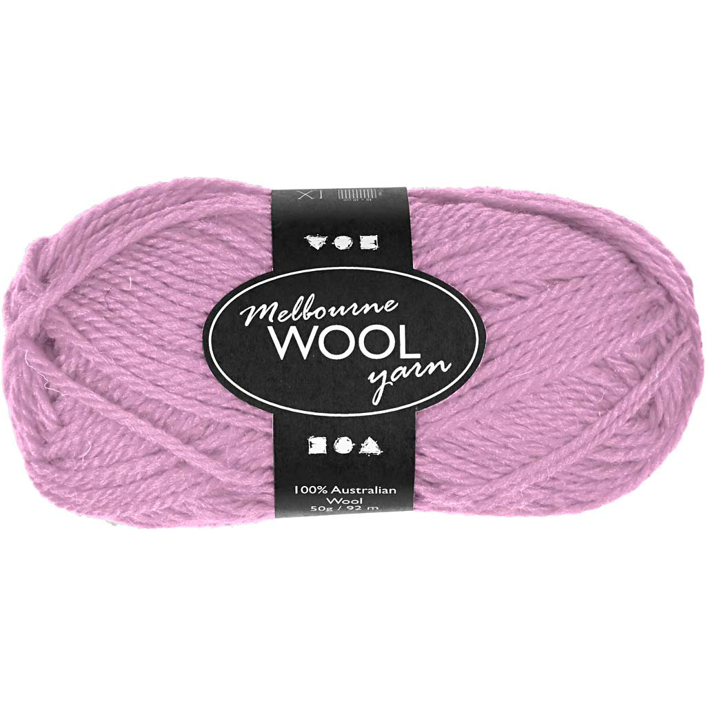 Uldgarn Melbourne længde 92 meter rosa - 50 gram