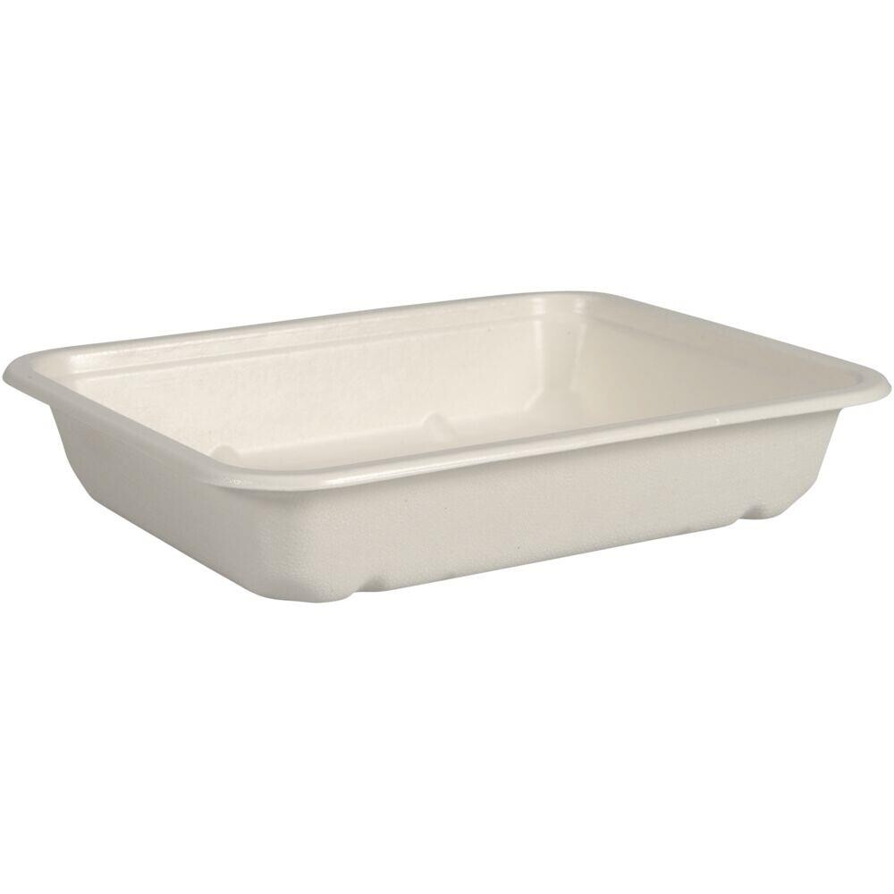 Menubakke - hvid bagasse 1-rums bio lamineret - 250 stk