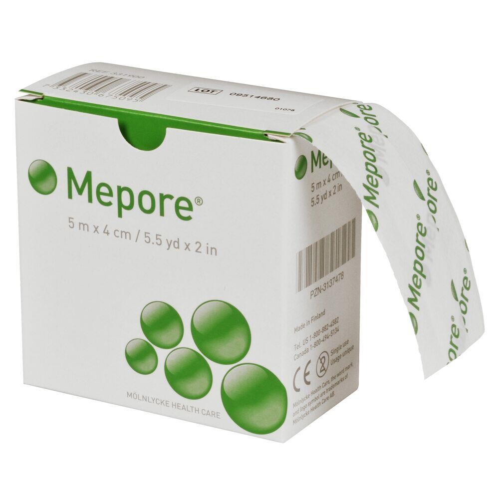 Plaster - Mepore rulle 4cm x 5m - Hudvenligt nonwoven - Hvid