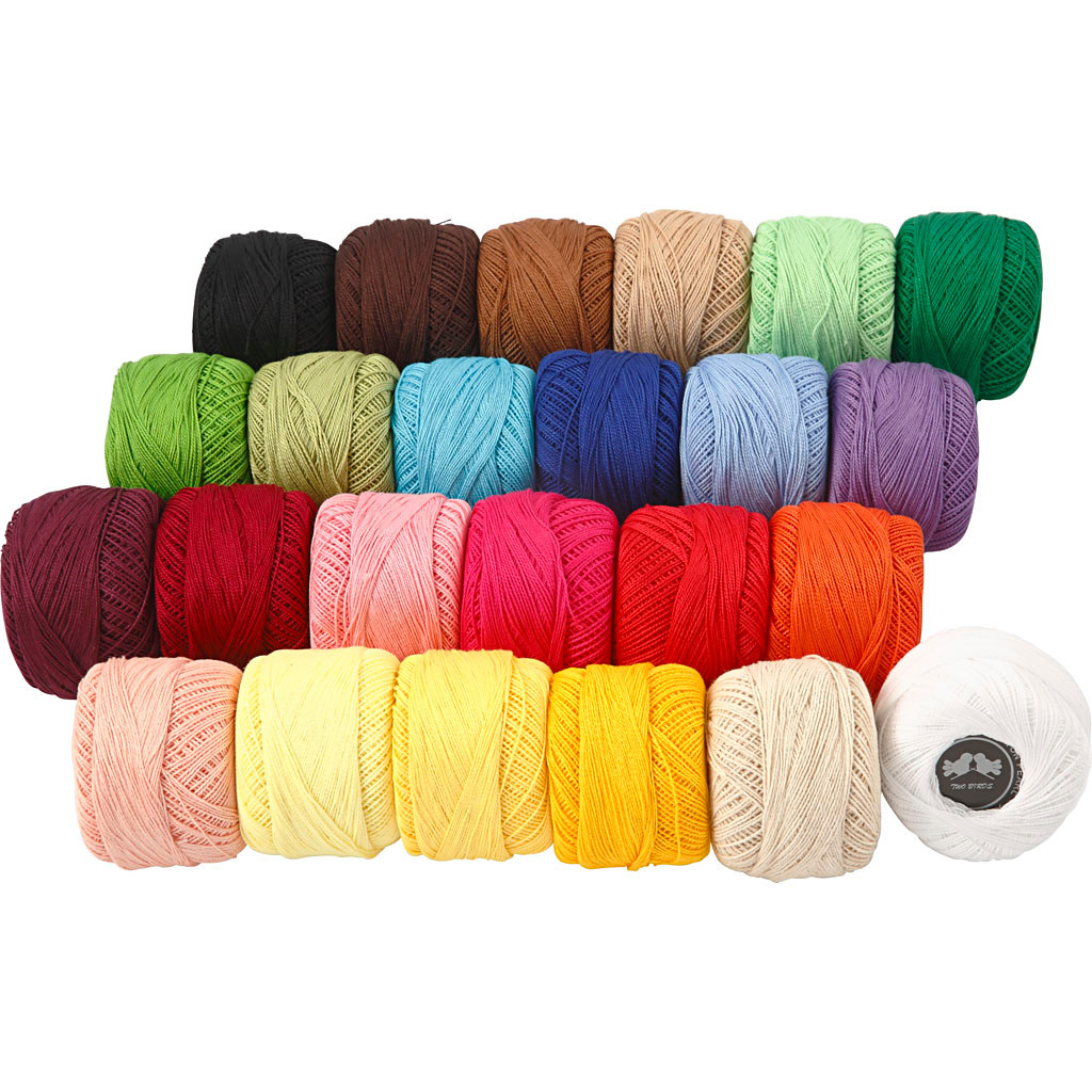 Merceriseret bomuldsgarn – 24×20 g – Assorterede farver