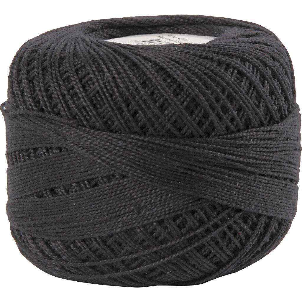 Merceriseret bomuldsgarn, nål 2-2,5, sort, 125 m, 20 g/ 1 ngl.