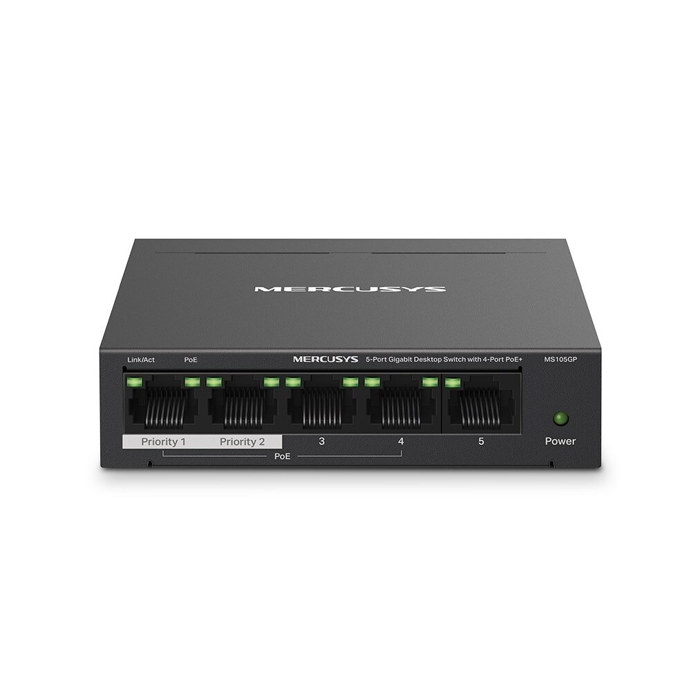 MERCUSYS 5-Port Gigabit Desktop Switch with 4-Port PoE+ sort