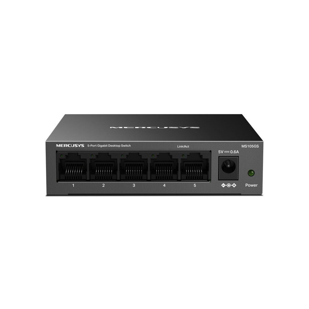 Netværksswitch - Mercusys MS105GS - 5 porte - Gigabit - Sort - Desktop