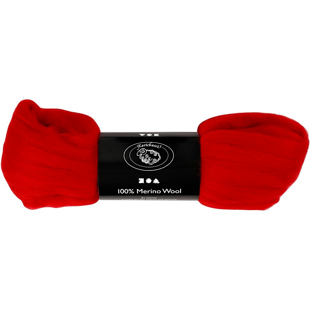 Merino wool julerød 21 my - 100 gram
