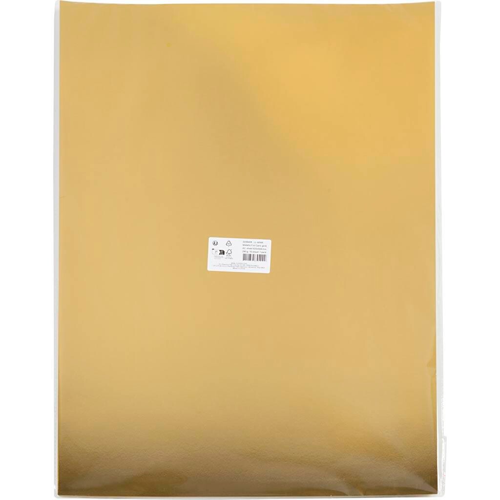 Metalkarton, A2, ark 420x594 mm, 280 g, guld, 10 ark/ 1 pk.
