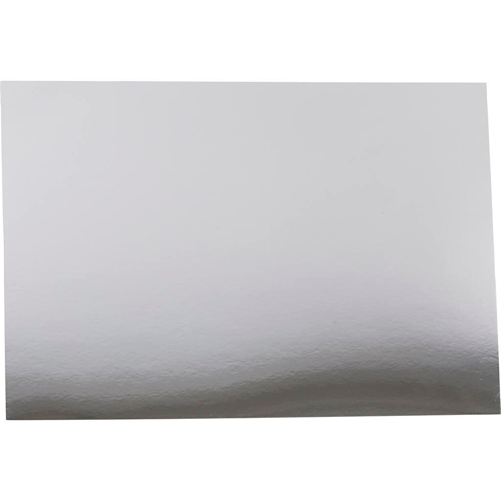 Metalkarton, A2, ark 420x594 mm, 280 g, sølv, 10 ark/ 1 pk.