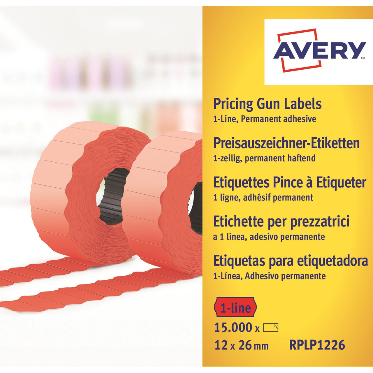 Prismærker - Labels 26x12 G2 - Fluor rød - 10 ruller
