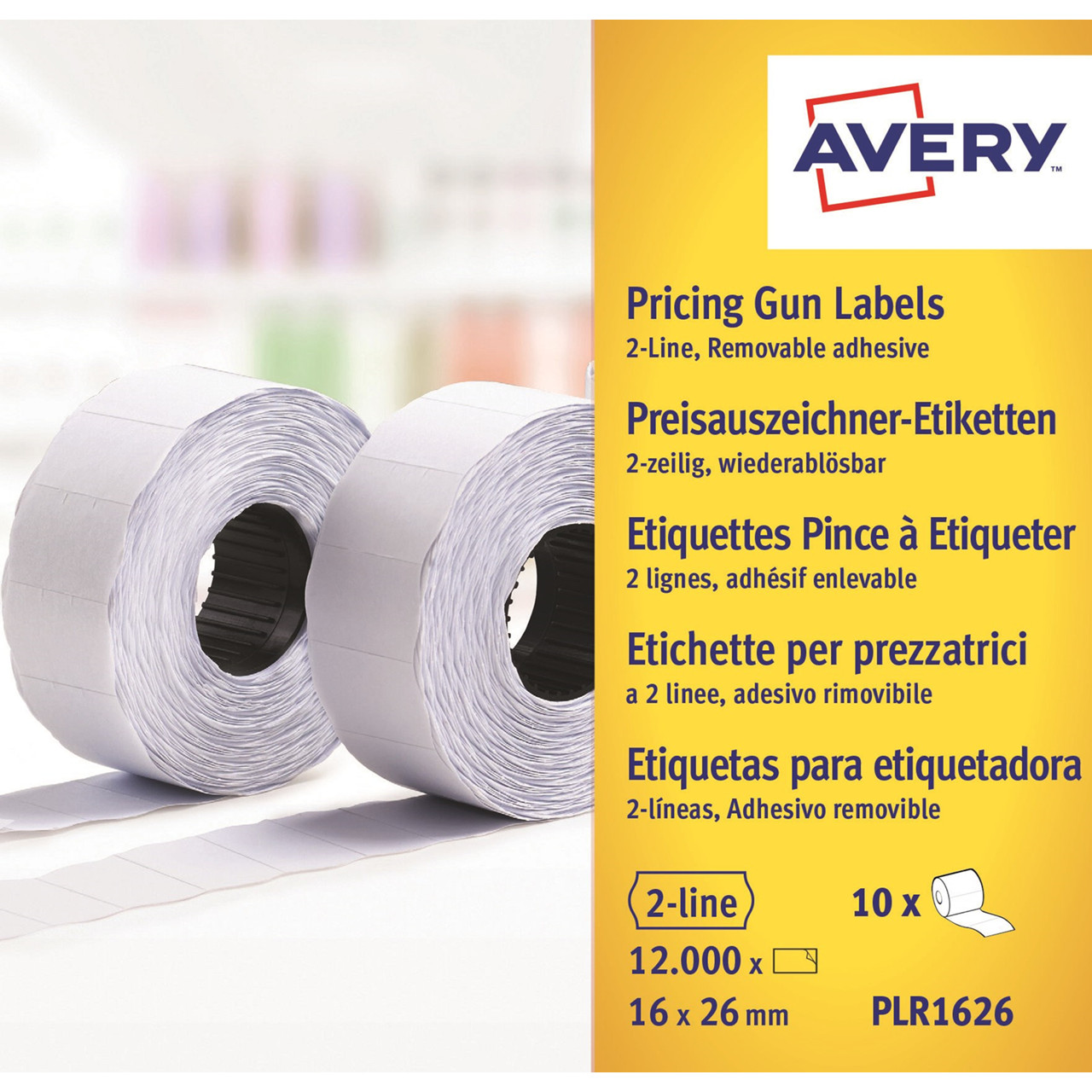 Prismærker - 26x16 mm - Hvid - 10 ruller