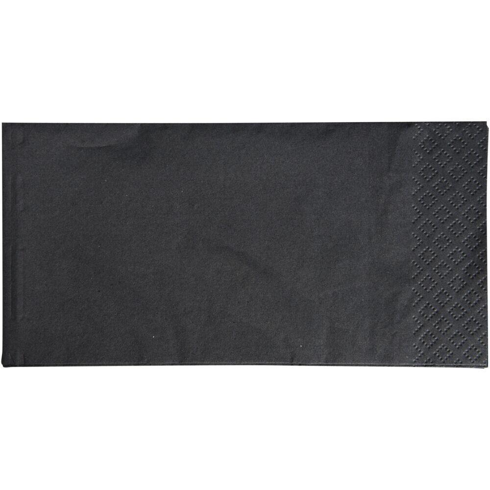 Middagsservietter - Bulkysoft, 3-lags, 1-8 HF, 40x40cm, sort, nyfiber - 1400 stk