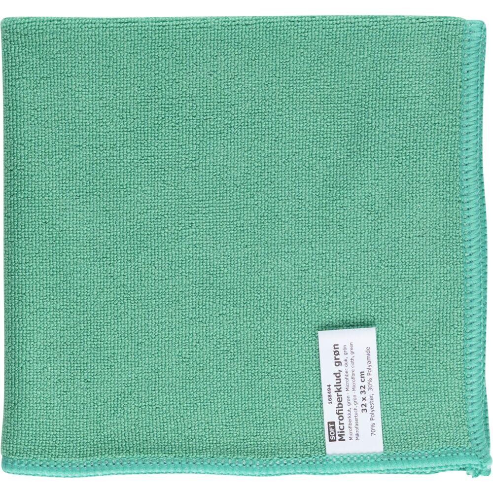 Mikrofiberklude grøn soft 70% polyester 30% polyamid 32x32 cm - 10 stk