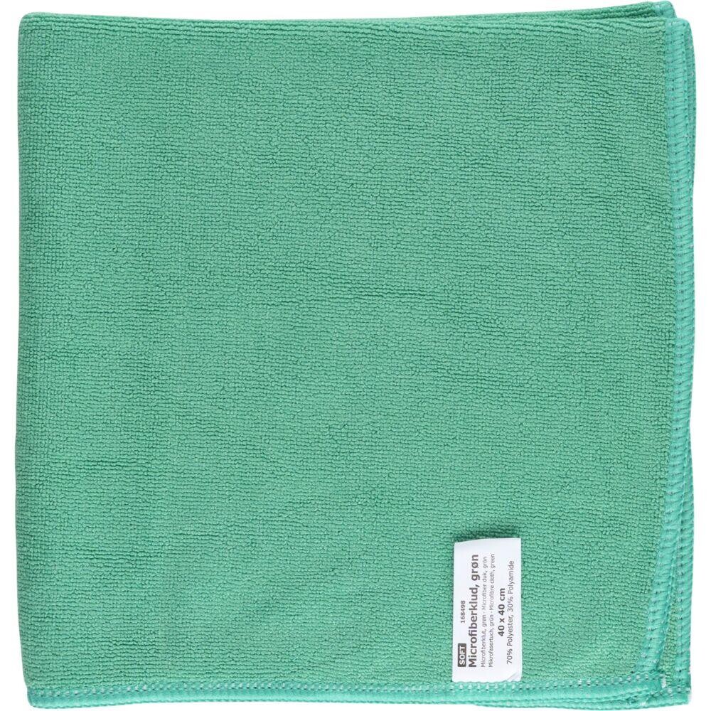 Mikrofiberklude grøn soft 70% polyester 30% polyamid 40x40 cm - 10 stk
