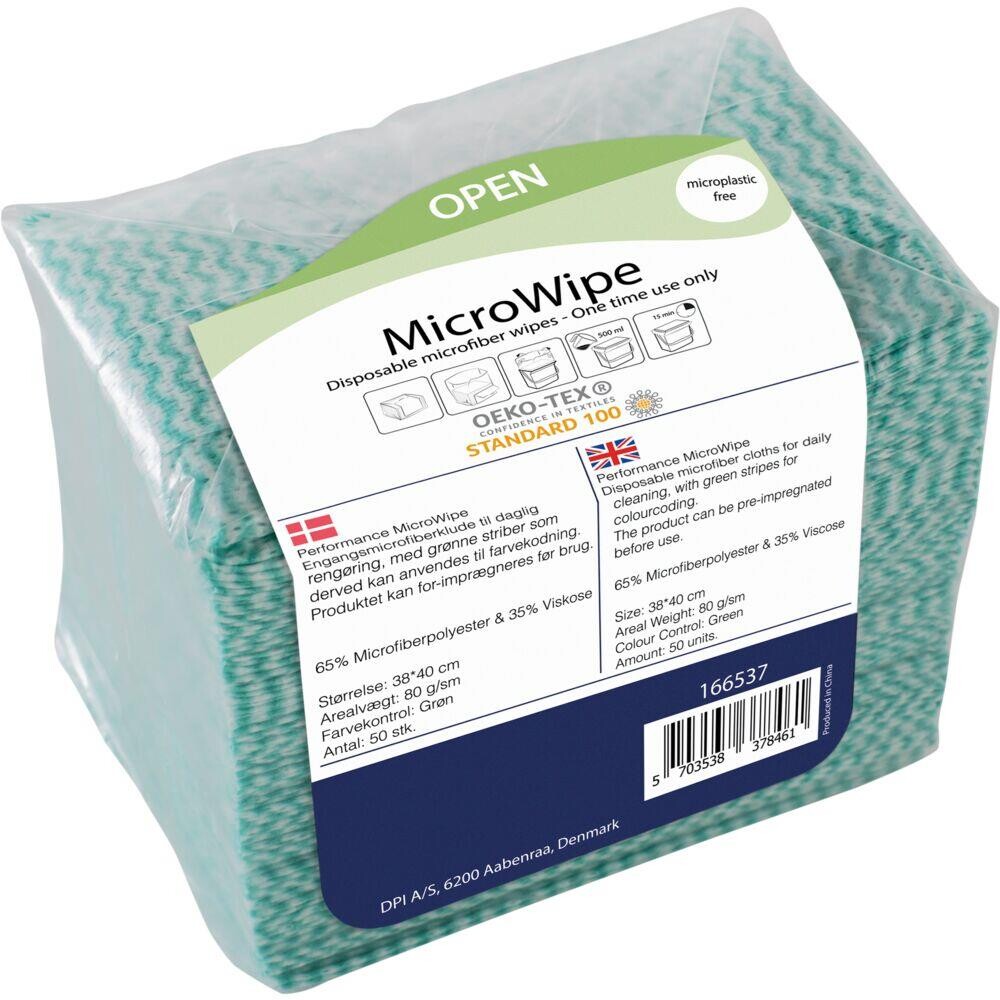 Mikrofiberklude MicroWipe 38x40cm grøn engangs - 500 stk