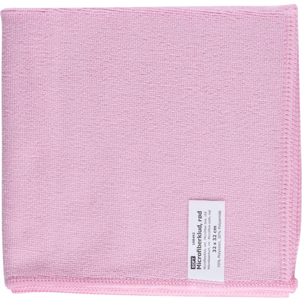 Mikrofiberklude rød soft 70% polyester 30% polyamid 32x32 cm - 10 stk