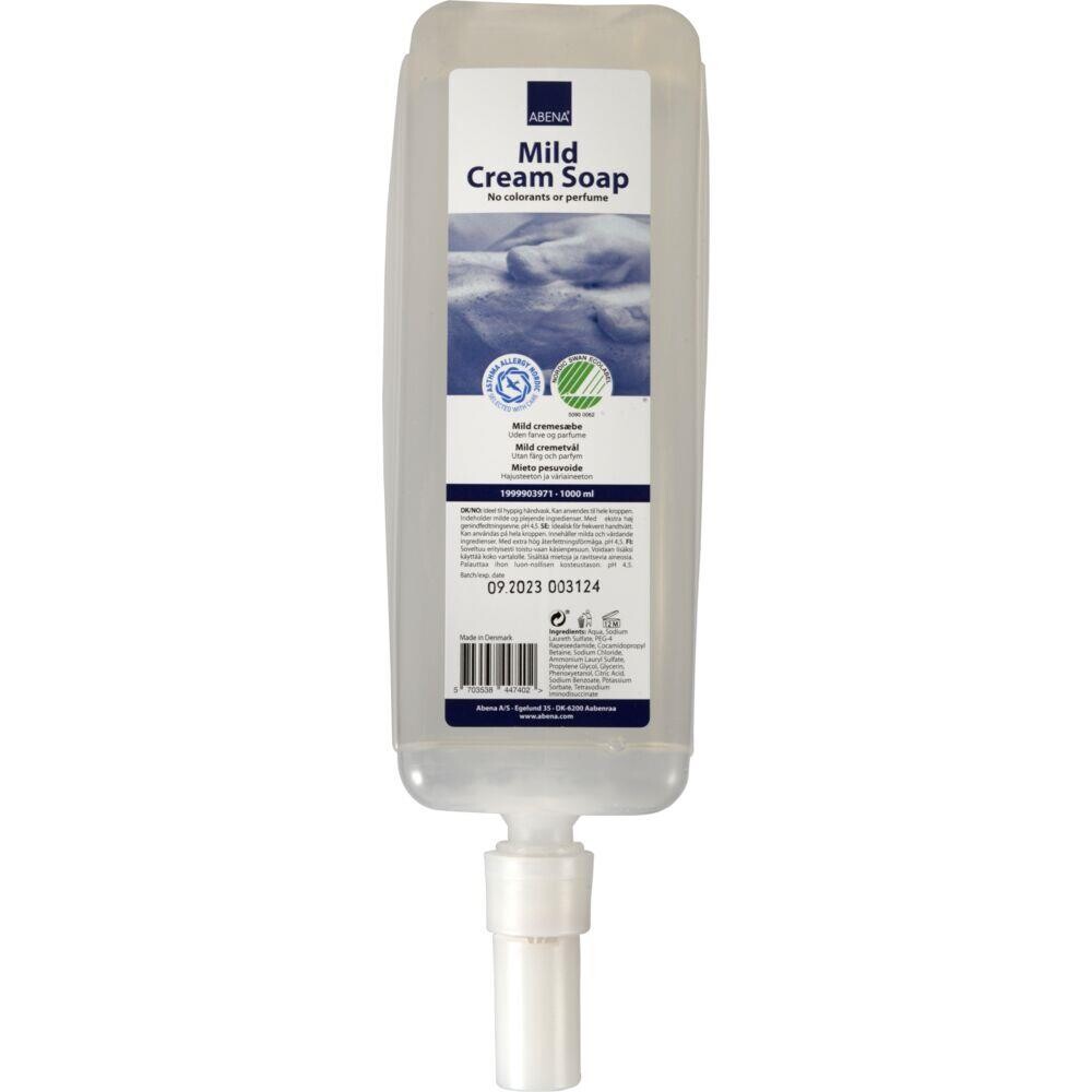 Cremesæbe - Abena - refill - uden farve og parfume - 1000 ml - 6 stk