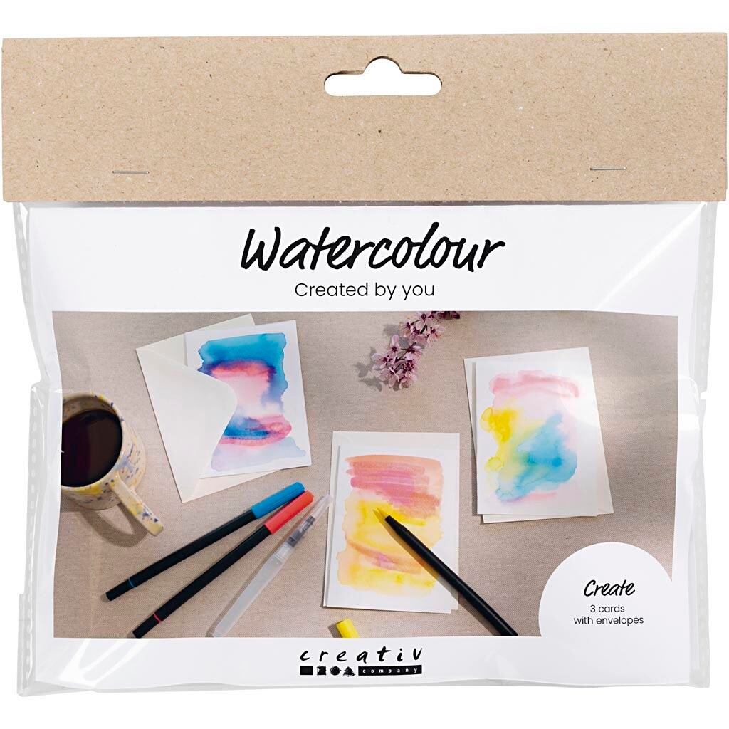 Mini DIY Kit Akvarel, Kort med kuverter - 1 pk