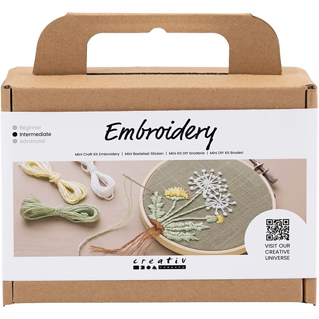 Kreakasse DIY Kit Broderi Broderiramme støvet grøn - 1 pakke