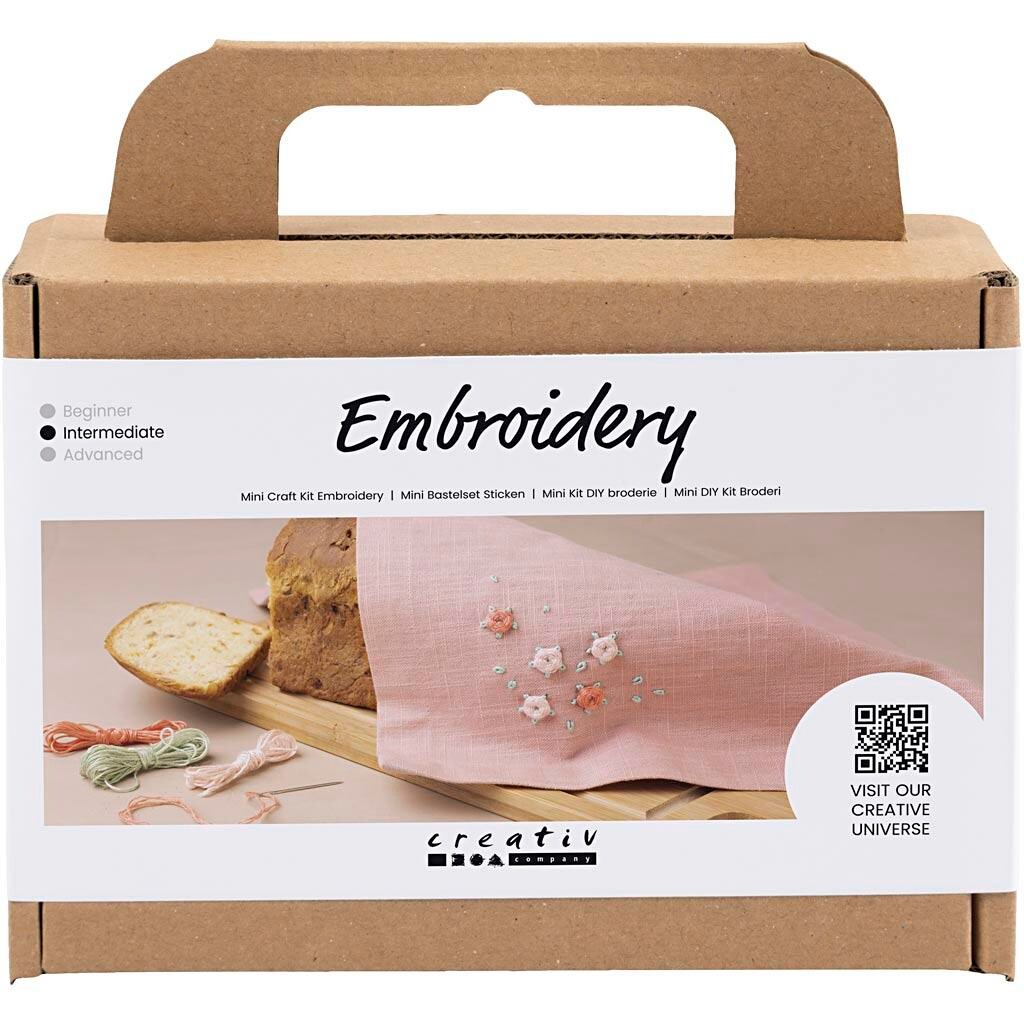 Kreakasse DIY Kit Broderi Stofserviet støvet rosa - 1 pakke