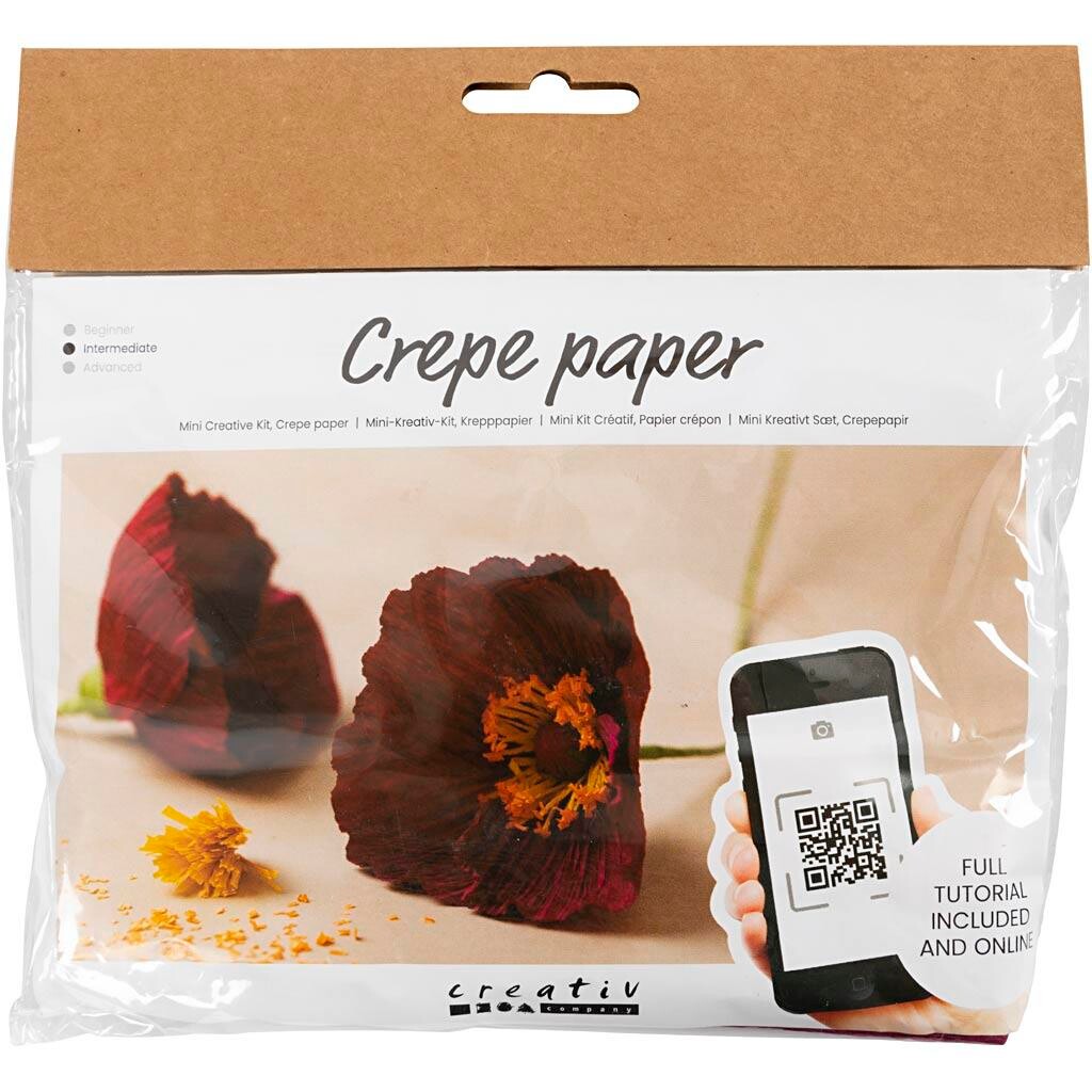 DIY Kit Crepepapir Valmuer Stræk crepe: 180% 105 g