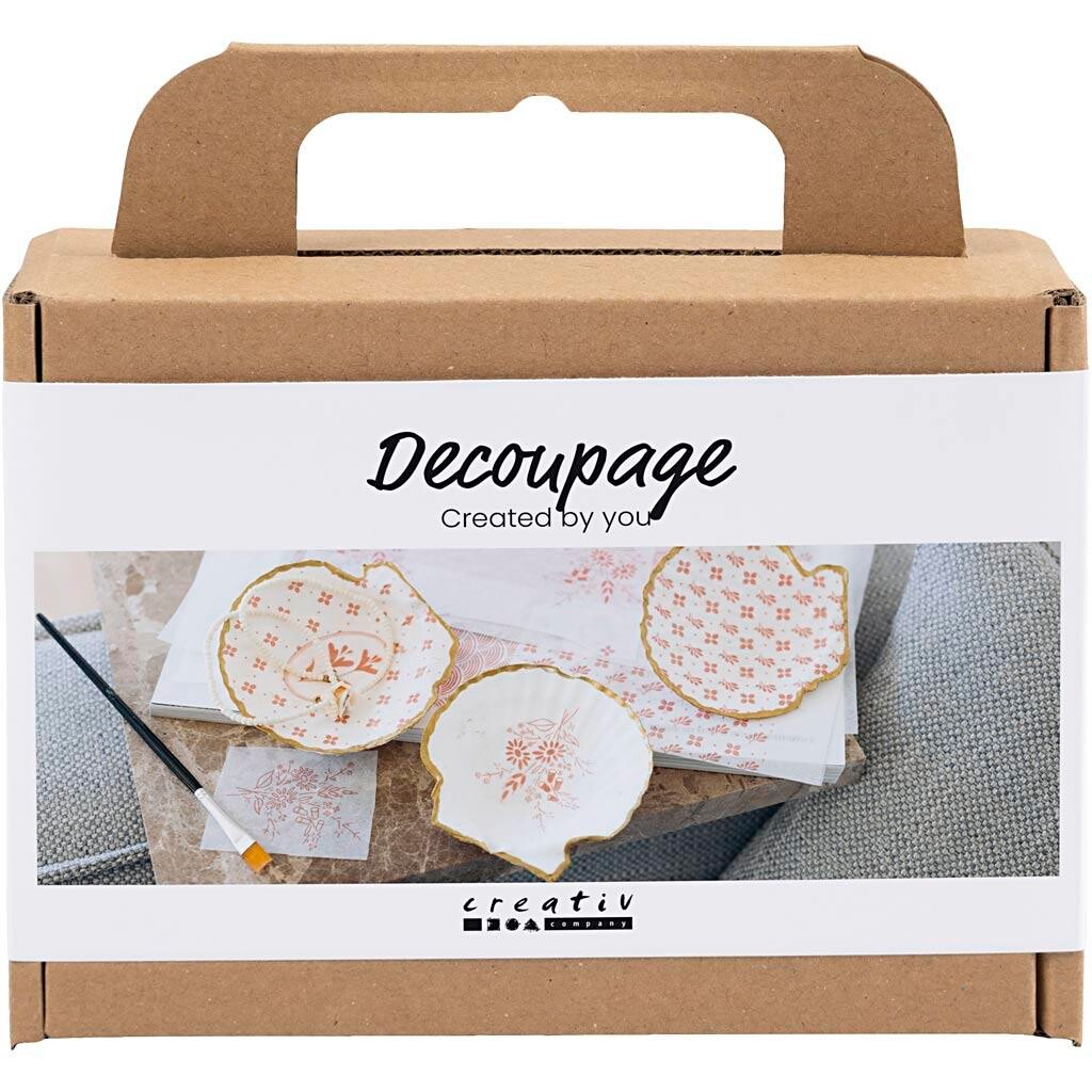 Mini DIY Kit Decoupage, Muslingeskaller, soft rosa - 1 pk