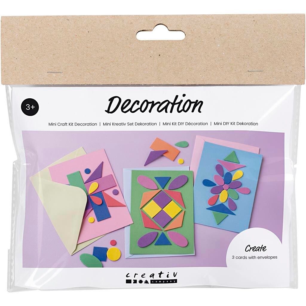 Mini DIY Kit Dekoration, Dekorerede kort , blå, grøn, pink