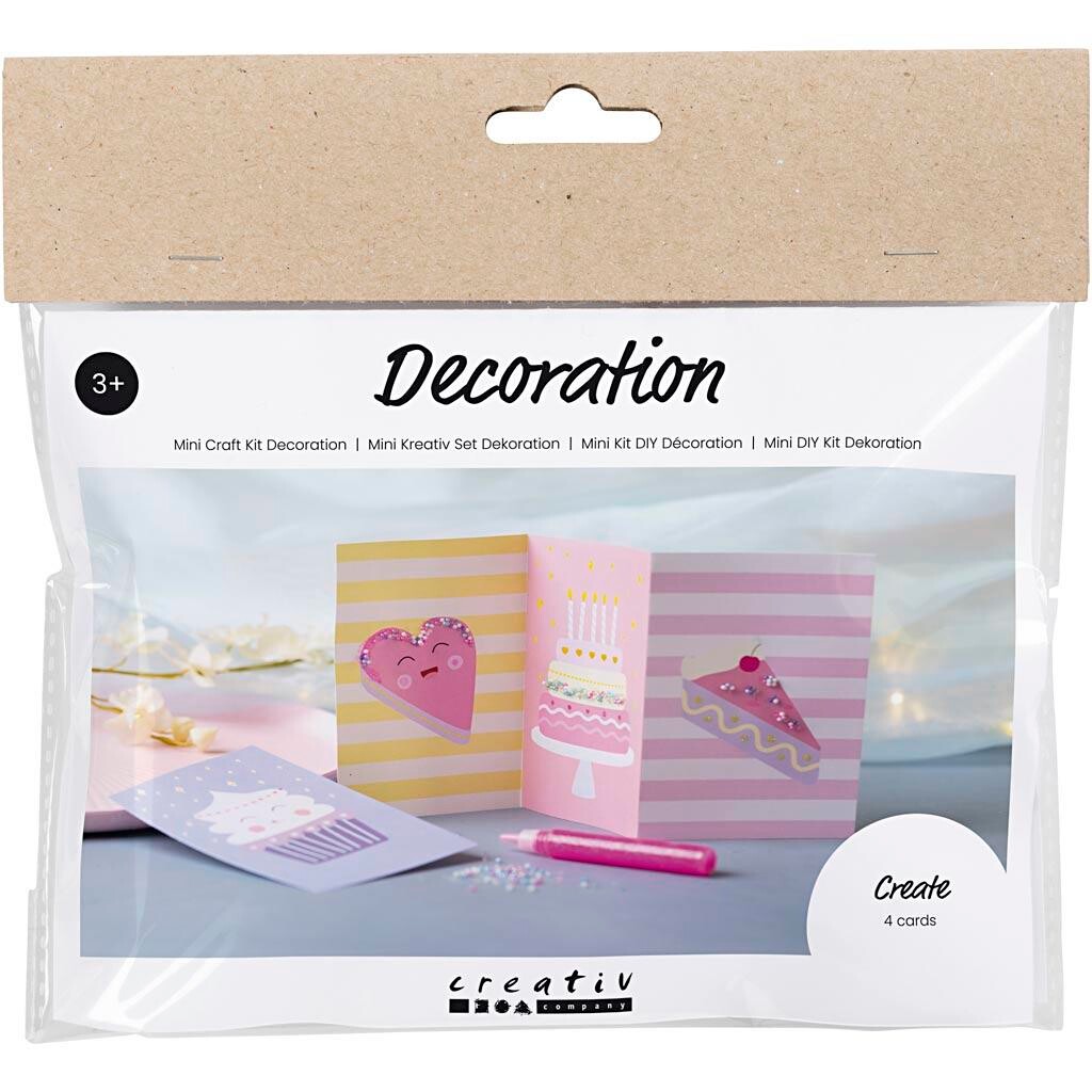 DIY Kit Mini Dekoration Kager pastelgul, pastellilla, pastelpink