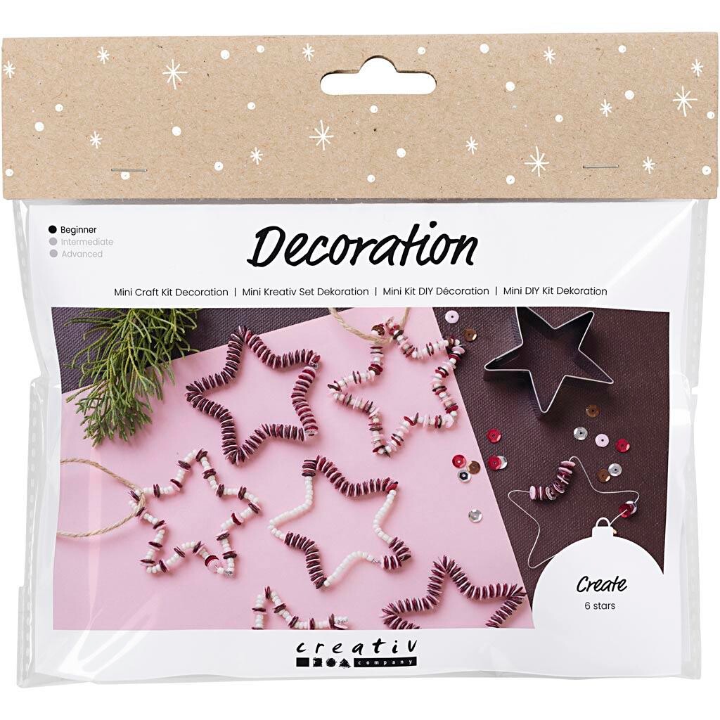 Mini DIY Kit Dekoration, Stjerner, rød