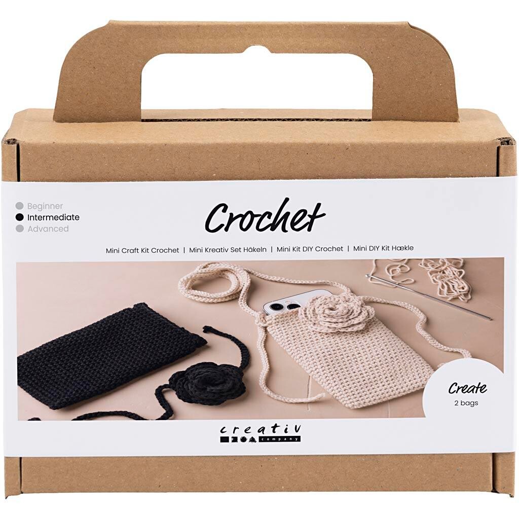 DIY Kit Mini Hækle Taske med rose