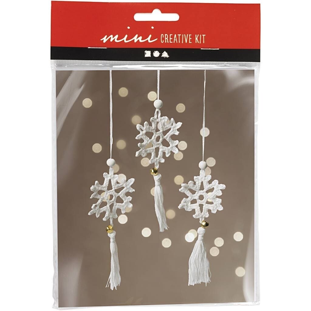 Mini DIY Kit Hækling, Snefnug, hvid