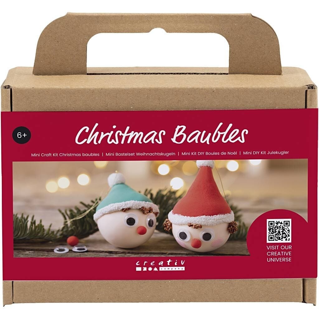 Mini DIY Kit Julekugler, Rød og grøn nisse