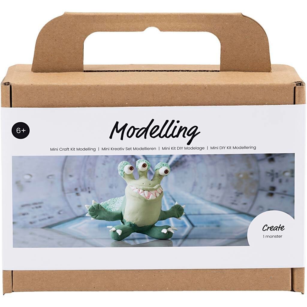 DIY Kit Mini Modellering Monster Lulu lys grøn, mørk grøn