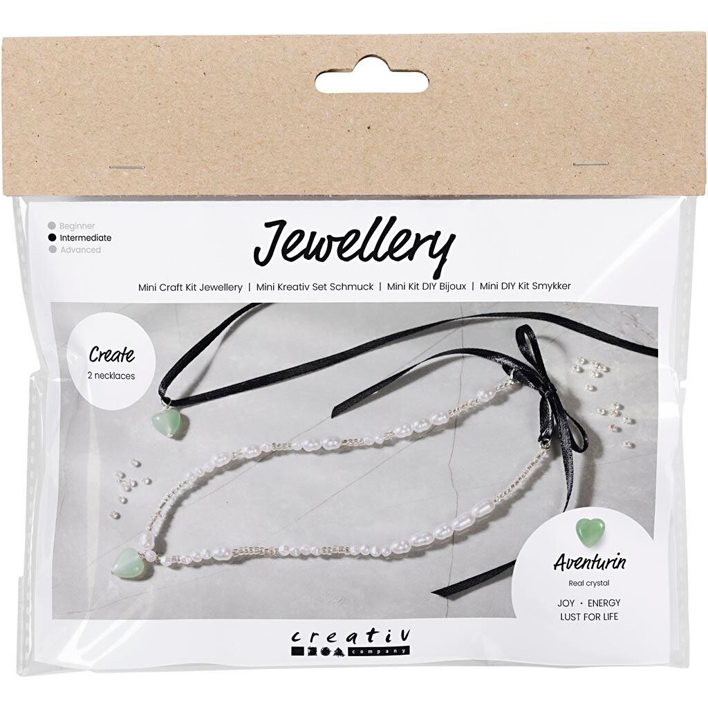 Mini DIY Kit Smykker, Aventurin hjerte, klar