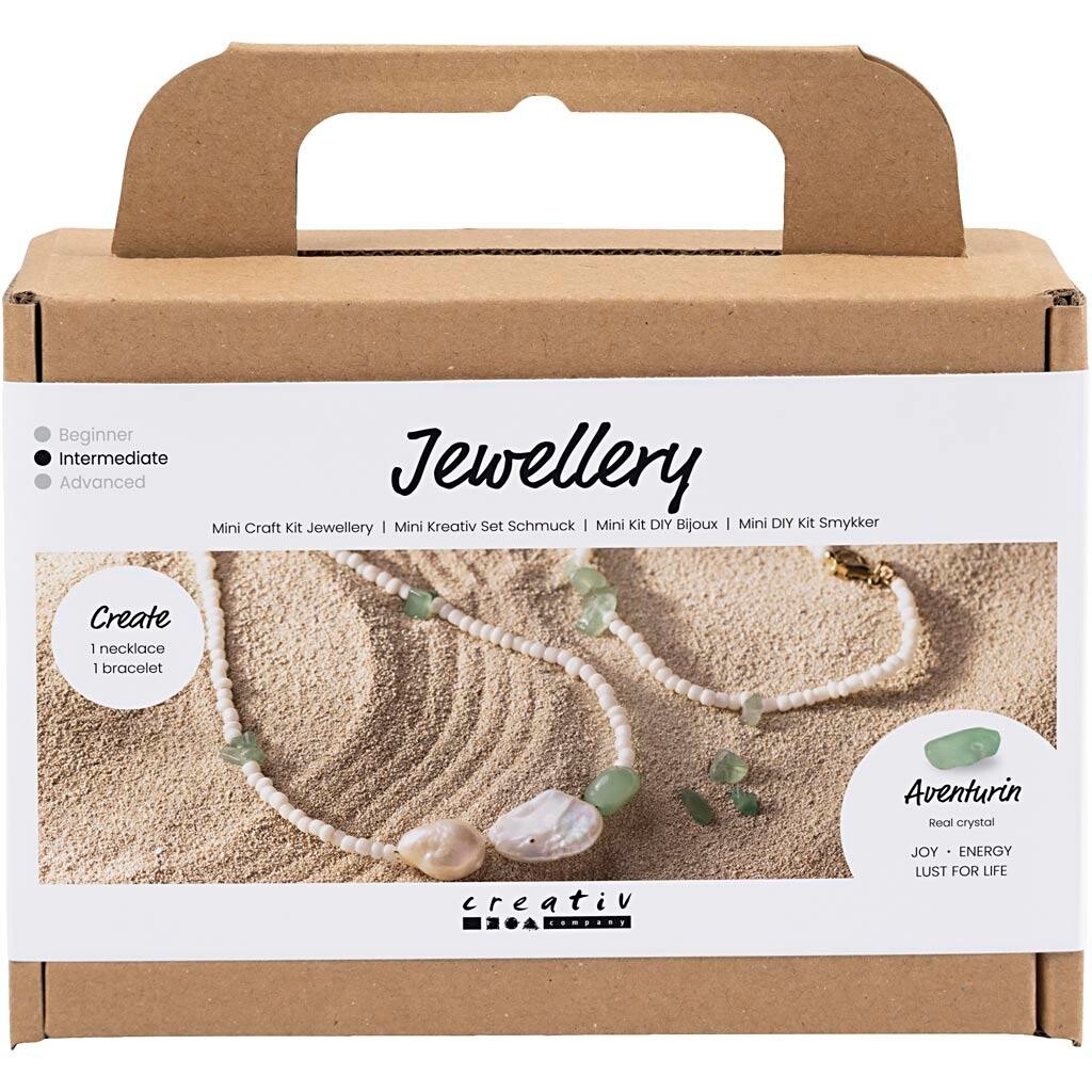 Mini DIY Kit Smykker Aventurinhalskæde og -armbånd