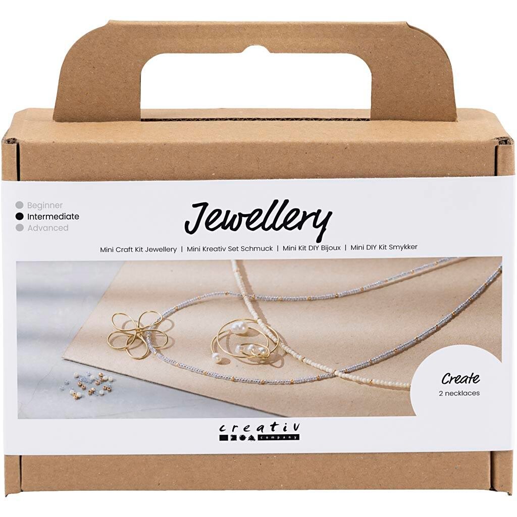 Mini DIY Kit Smykker, Halskæde med wirevedhæng, forgyldt