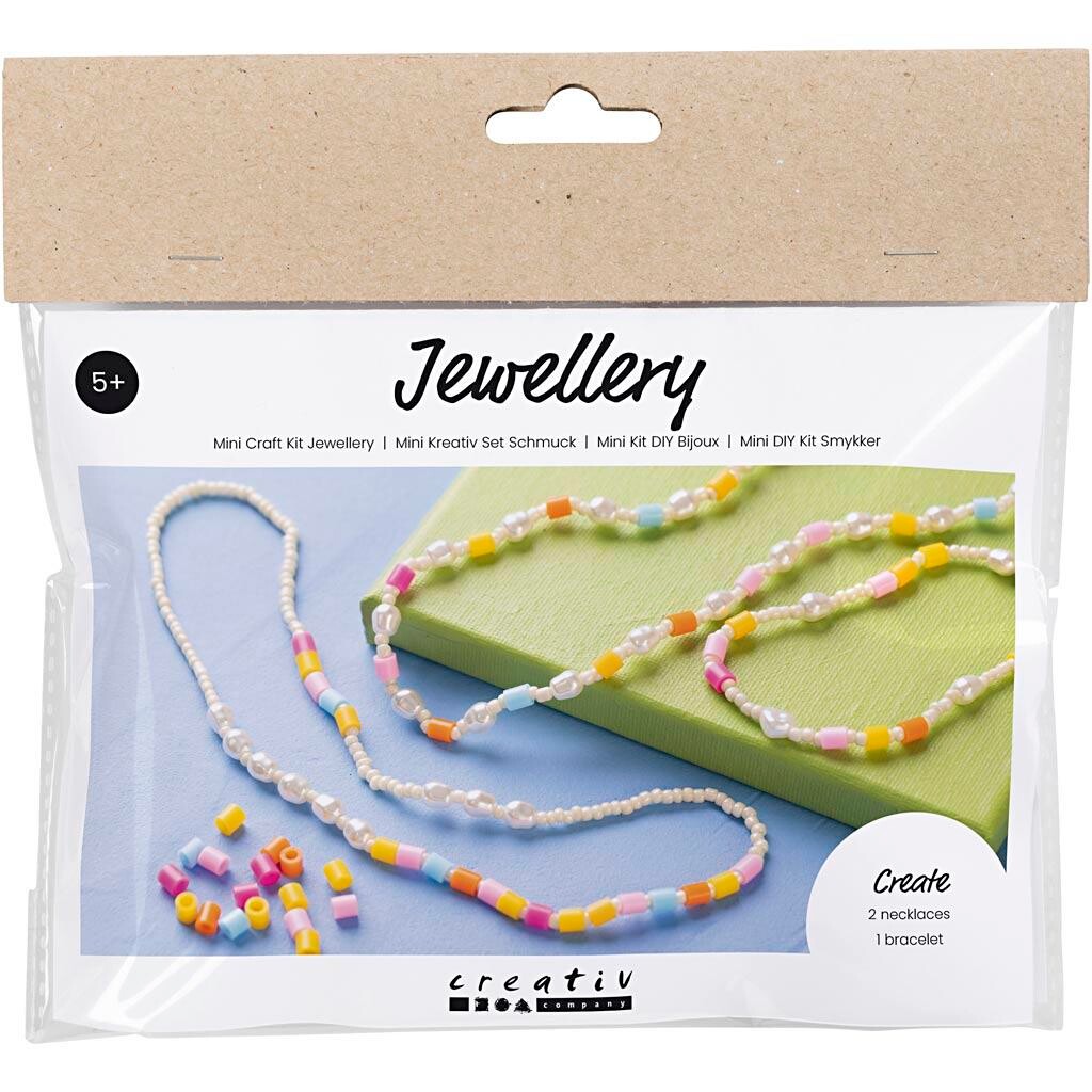 Mini DIY Kit Smykker, Halskæde og armbånd, ass. farver