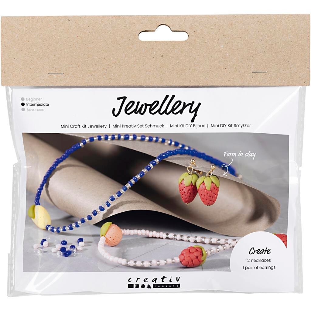 Mini DIY Kit Smykker, Halskæde og øreringe, kongeblå