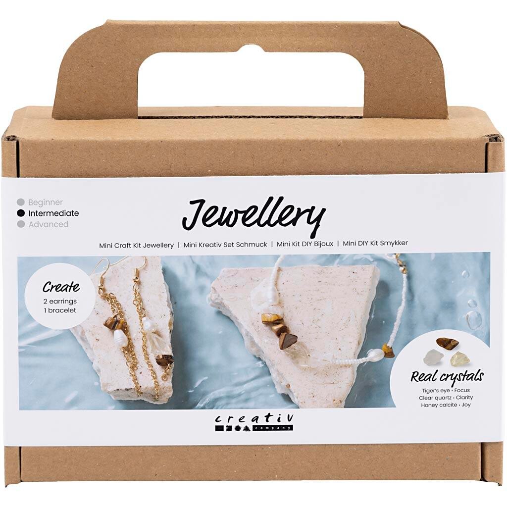 DIY Kit Mini Smykker Krystalhalskæde og -øreringe