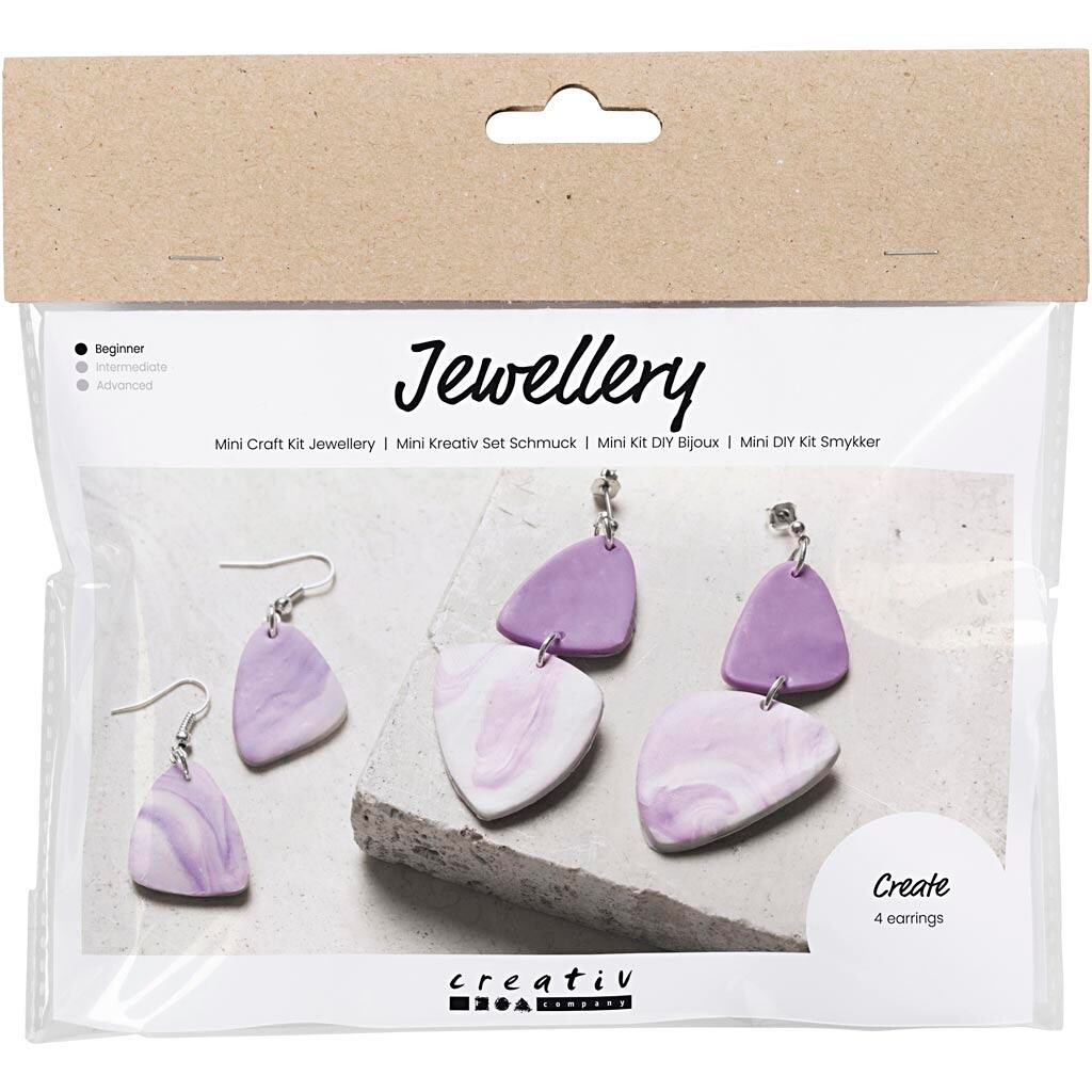 Mini DIY Kit Smykker Marmorerede øreringe lys lilla