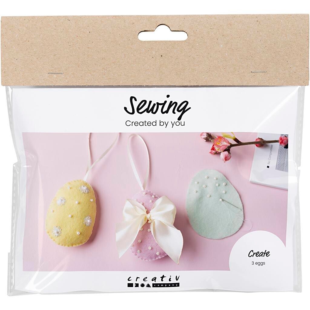 Mini DIY Kit Syning, Påskeæg, pastelfarver - 1 pk