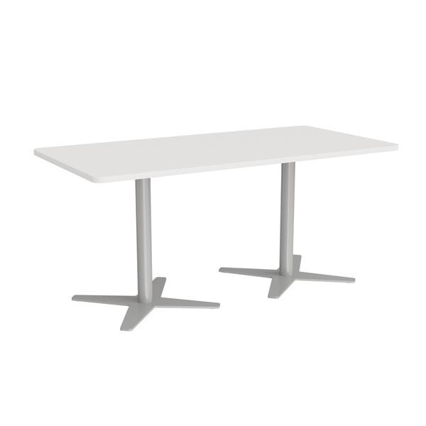 Mødebord DNA, Hvid 1600x800 mm rektangulær, Alugråt understel