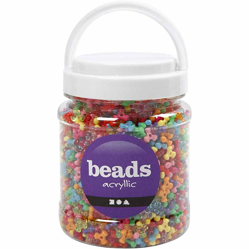 Plastperler - Møllemix - Ø 10 mm - Hulstr. 2 mm - Ass. farver - 385 g / ca. 2800 stk